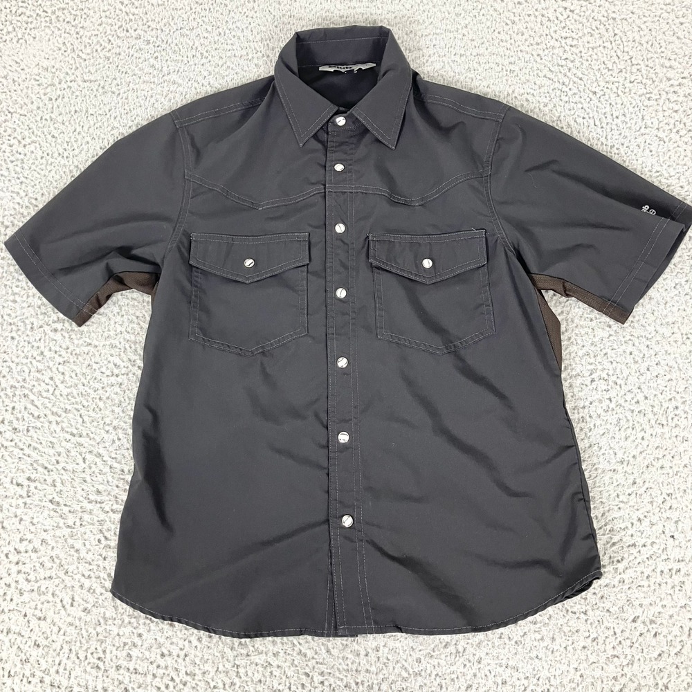 Club Ride Cycling Shirt Mens S Black Western Pearl Snap Short Sleeve Ventilated